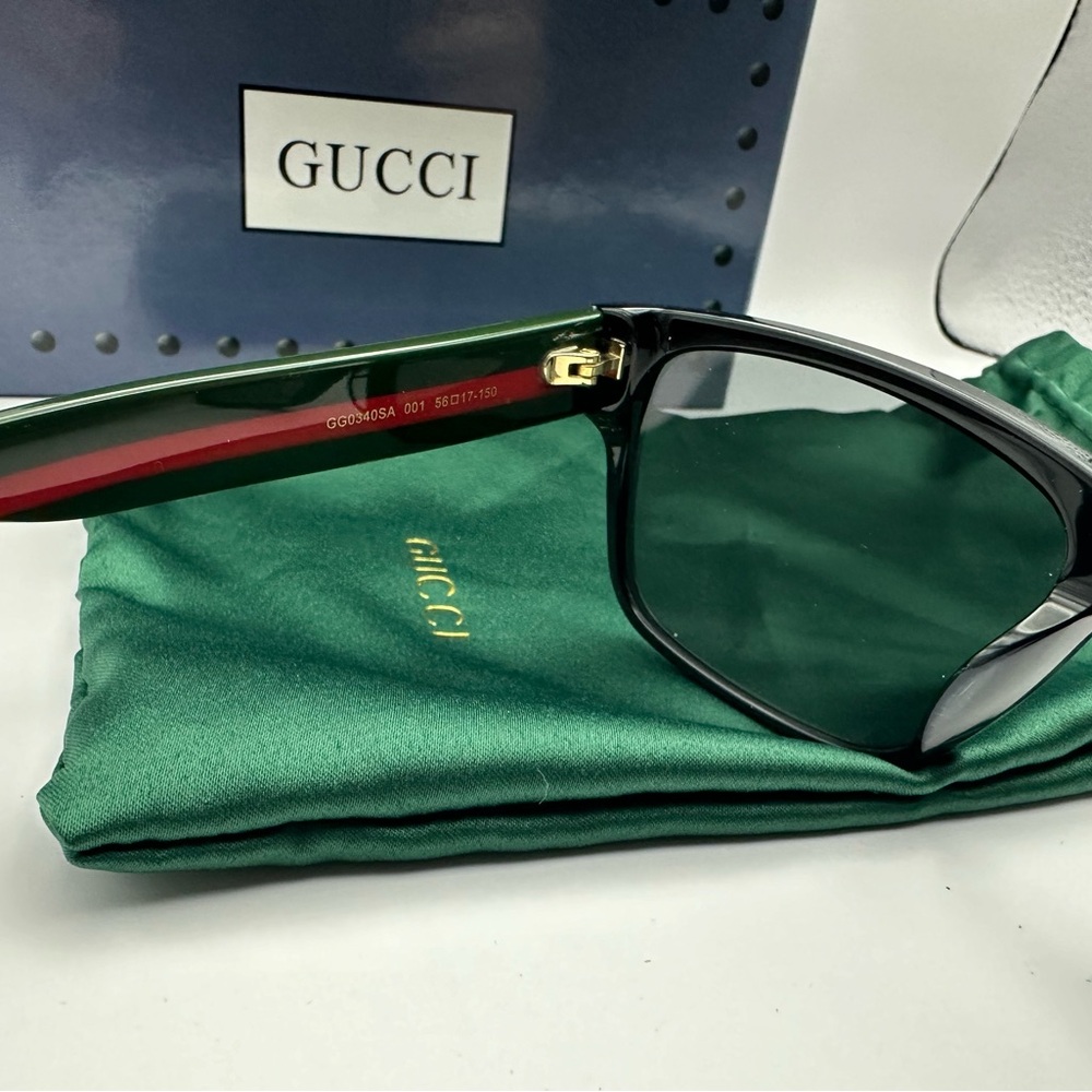 NEW GUCCI GG0340S 006 BLACK/MULTICOLOR GREY MENS SUNGLASSES - Picture 5 of 10